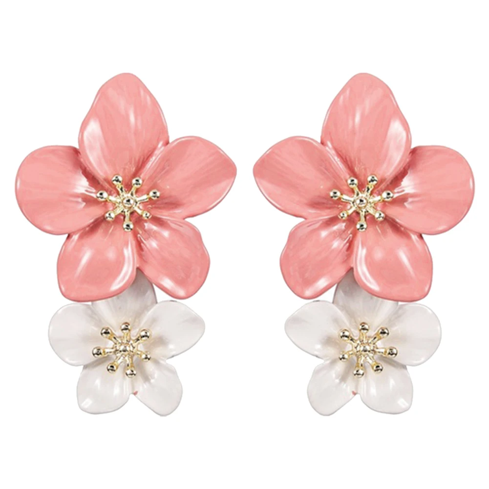 2019 креативные Модные женские серьги двойной цветок Эмаль Висячие летние пляжные