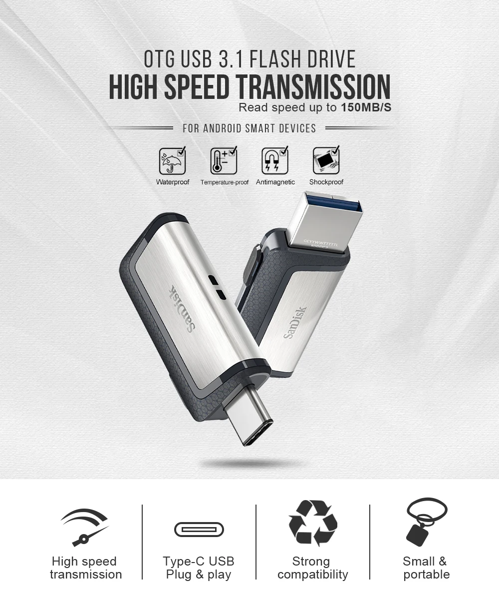 SanDisk 2 в 1 OTG USB флеш-накопитель 32 ГБ ультра двойной интерфейс 16 Гб USB 3,0 флеш-накопители 128 Гб флешки для type-c и ПК