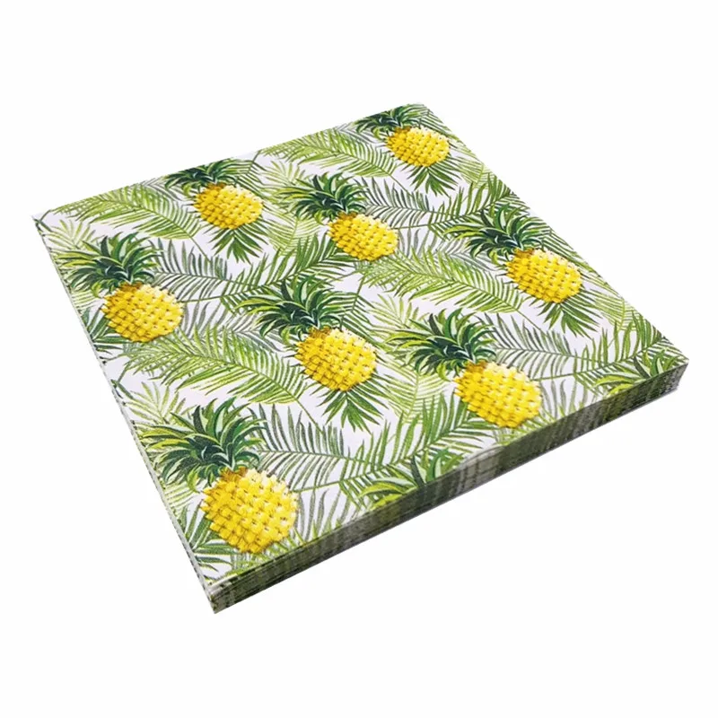 Pineapple 20 шт. салфетки в виде животных, украшения для дня рождения, детские бумажные полотенца с рисунком кота, слона, жирафа, африканские джунгли, вечерние полотенца - Цвет: Pineapple