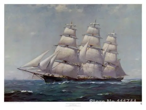 

boats paintings McKay Racer Sovereign of the Seas Frank Vining Smith art for living room Handmade High quality