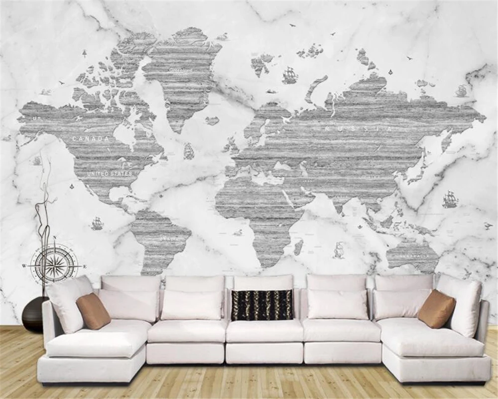 

Beibehang Custom murals Wallpaper World map white marble Bedroom sofa living room wall wallpaper wallpaper for kids room