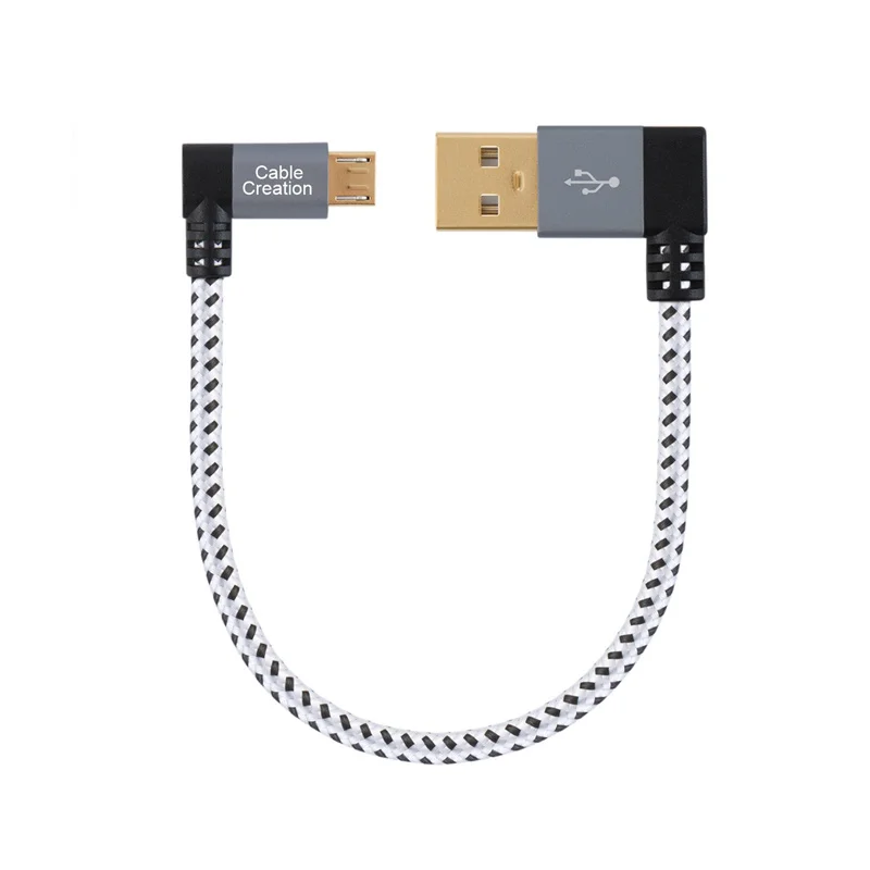 90 градусов USB 2 0 A к Micro B кабель двойной угол Угловой короткий микро с алюминиевым
