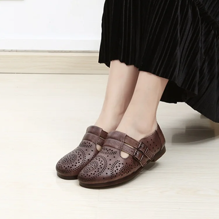 Женские туфли на плоской подошве Johnature повседневные однотонные из натуральной