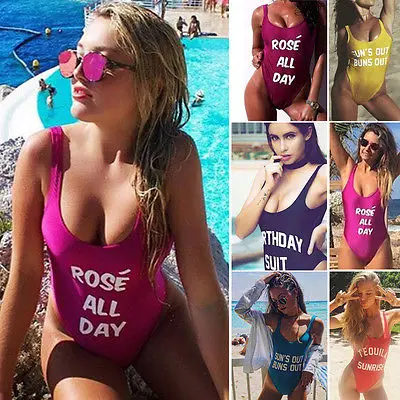 Новые женские бандажные бикини с буквенным принтом Монокини пуш-ап Цельный