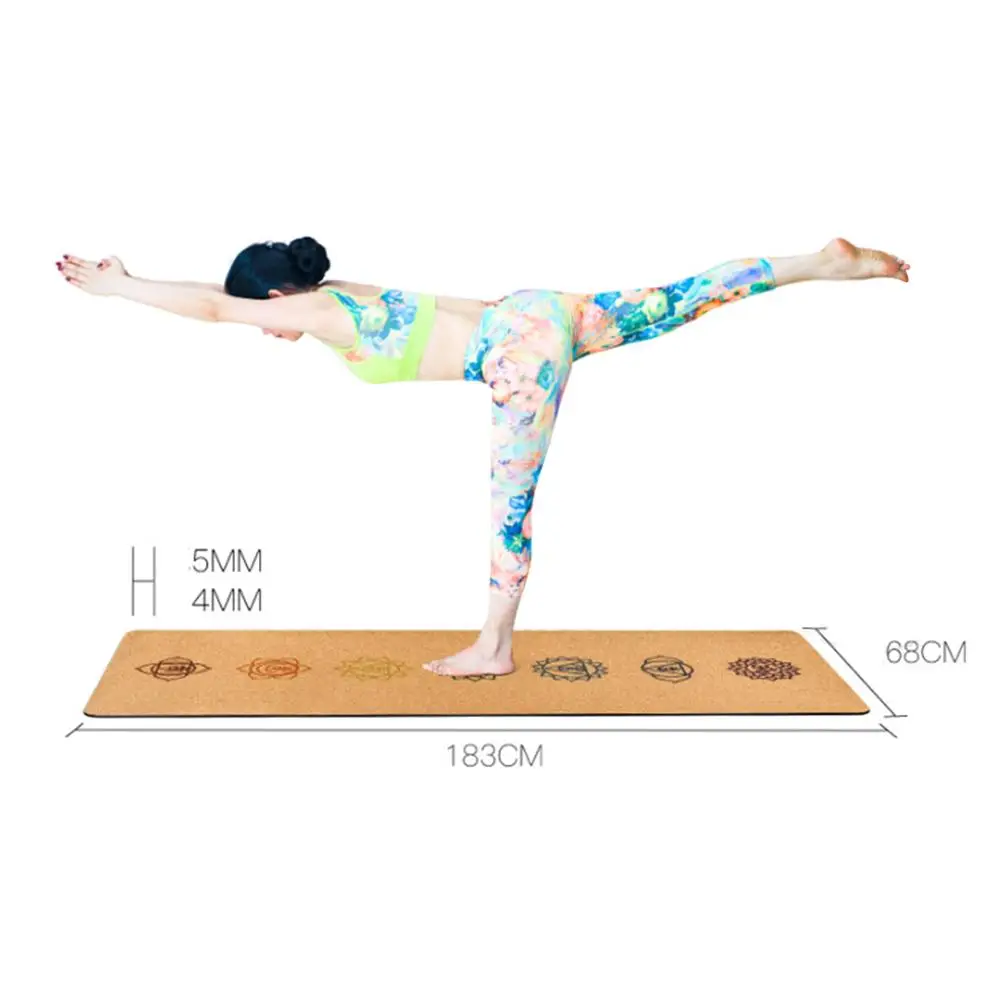 

TPE+Cork Non-slip Yoga Mat Fitness Mats Position Line Natural Cork Yoga Mattress Thick PVC Pilates Mat Exercise Training Mats