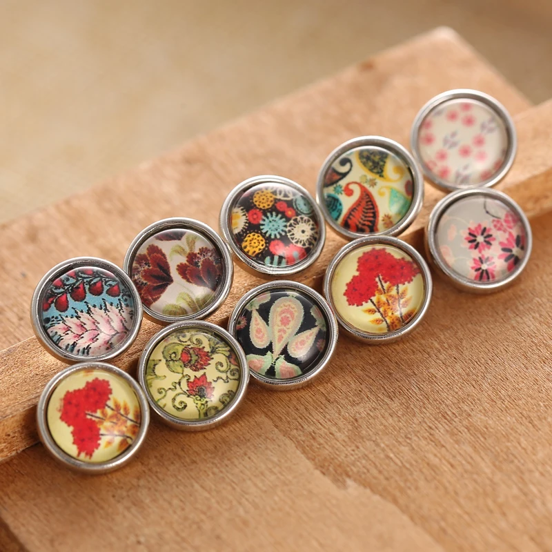 10 шт./лот новые винтажные цветочные ювелирные застежки пуговицы 12 мм Стеклянные