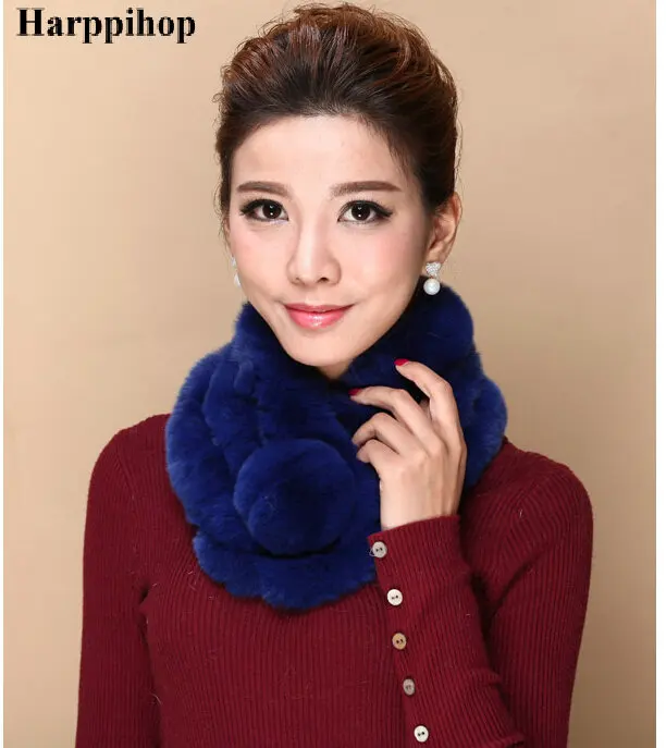 Женский зимний шарф из кроличьего меха Rex толстый теплый кролика корейский