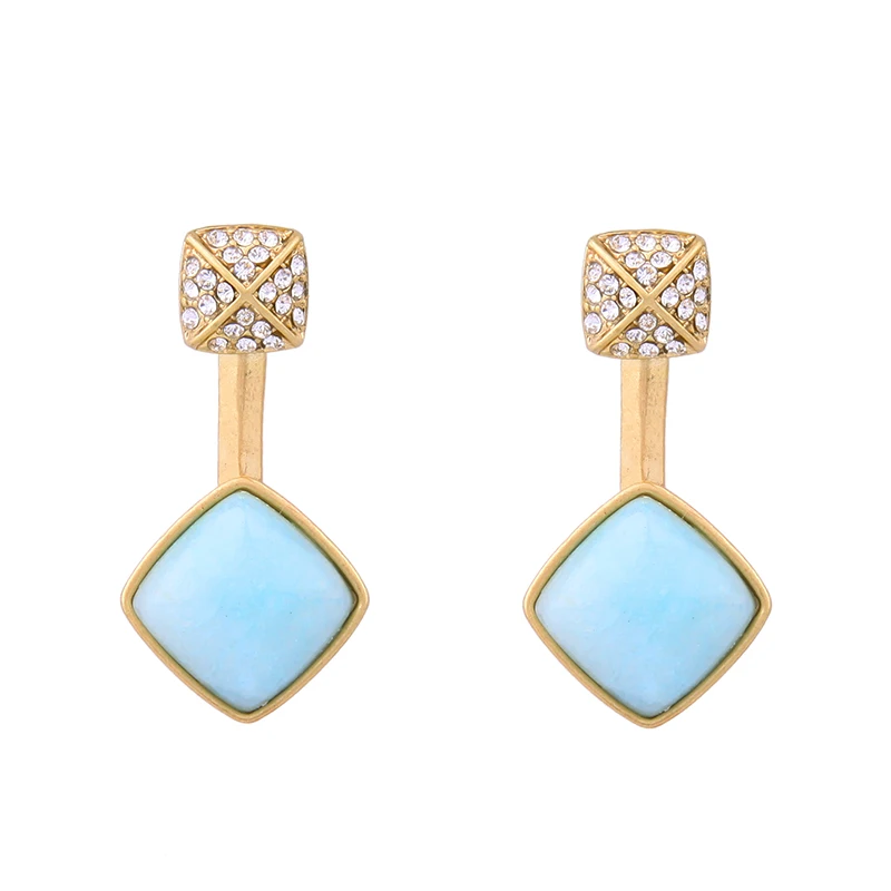 Модные ювелирные изделия золотого цвета светло-голубые серьги-подвески для