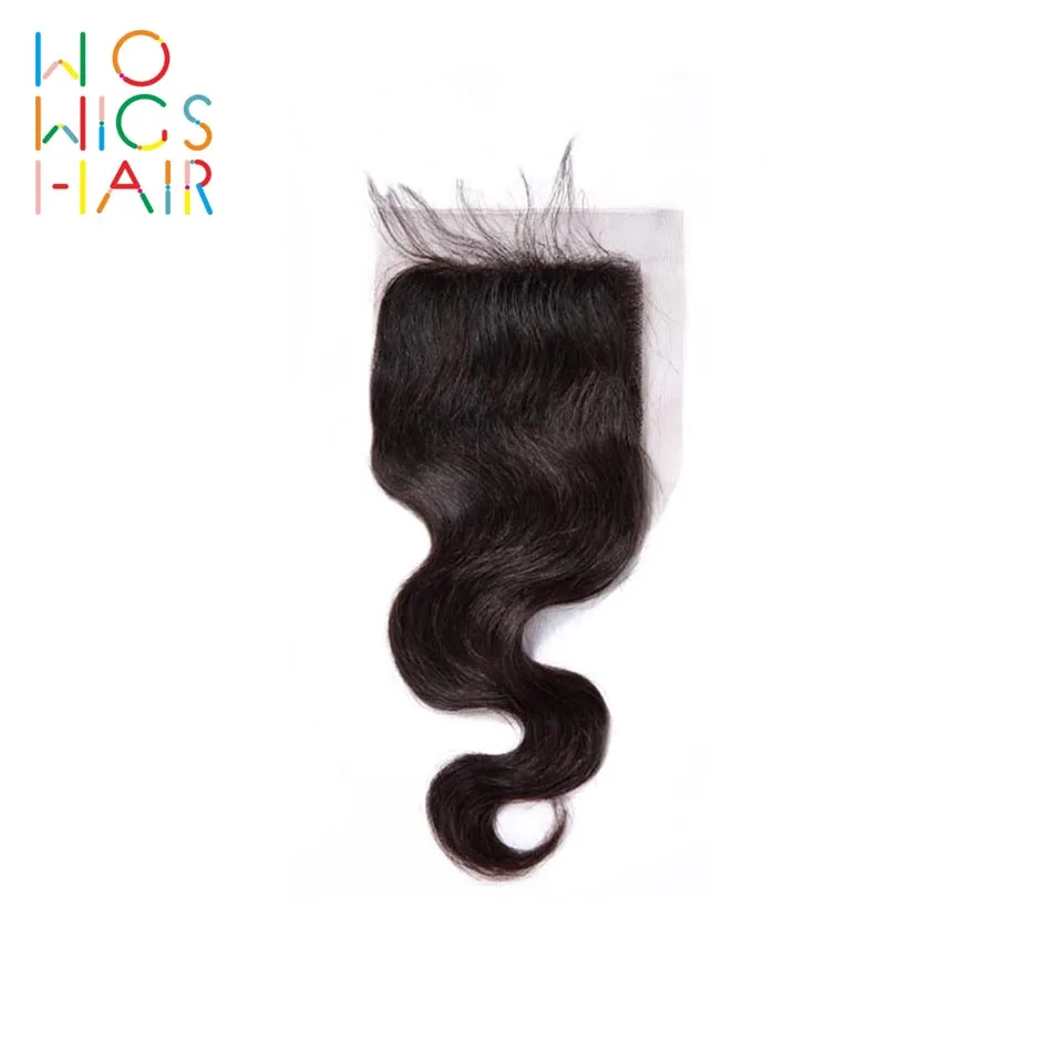 WoWigs волос волосы бирманский Волосы remy объемной волны 4/3 Связки сделки с верхней крышке кружева натуральный Цвет 1B