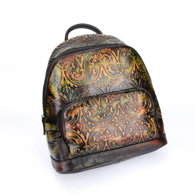 Женский рюкзак из натуральной кожи в стиле ретро качественный ручной ранец с