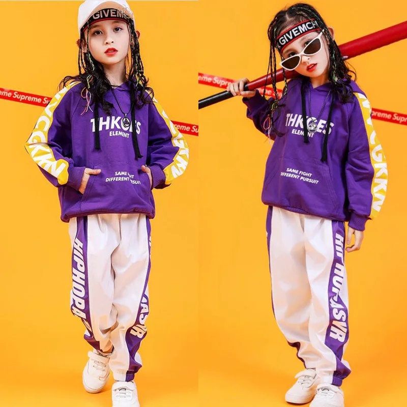 

Kid Cropped Sweatshirt Shirt Jogger Pants Hip Hop Clothing Clothes Jazz Dance Costume Girls Stage Ballroom Dancing Streetwear