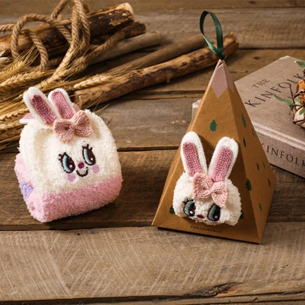 Rabbit Зимние пушистые теплые носки для сна для взрослых женщин и девочек флисовая тапочка кораллового цвета Санты носки зимние рождественские чулки Рождественский подарок - Цвет: Rabbit
