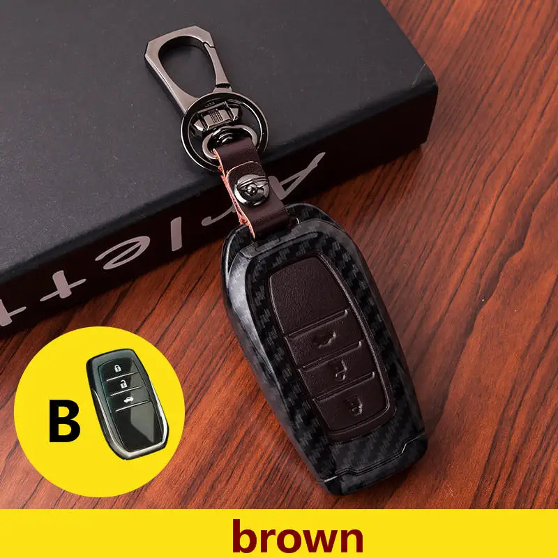 Углеродное волокно + кожаный дистанционный Автомобильный ключ чехол для Toyota Chr C-hr