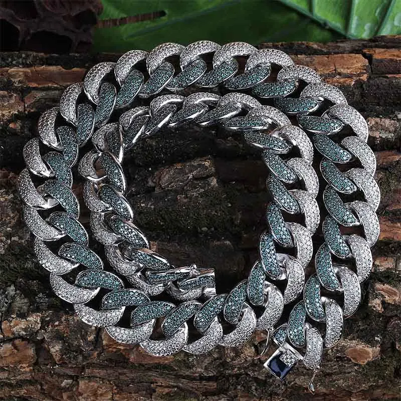 GUCY 18 мм ICED OUT затопленная мята синий CZ Maimi кубинская ссылка молодой Dolph голубой кубический циркон хип хоп ювелирные изделия подарок
