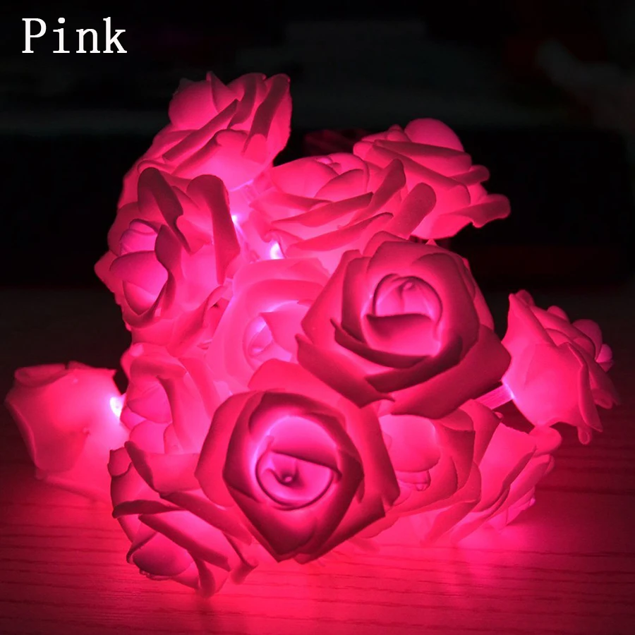 

10led 20led Battery operated Rose Flower led String Lights Rose Blossom Lamps for Party Holiday Wedding Christmas Decoration