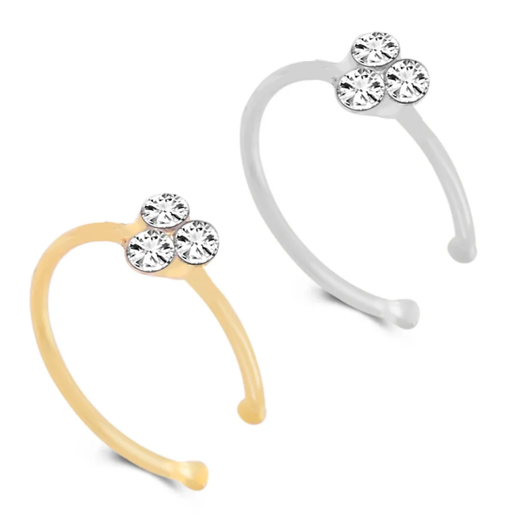 Nose Ring Piercing Jewelry Elegant Clip-on Crystal Thin Hoop-Sparkly Stud Fake A0406 | Украшения и аксессуары