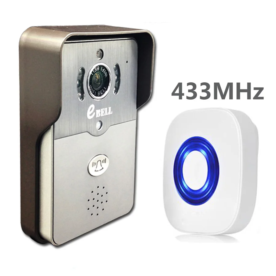 HD 720P PIR сигнализация Обнаружение движения WIFI IP дверной звонок с 433 МГц внутренний