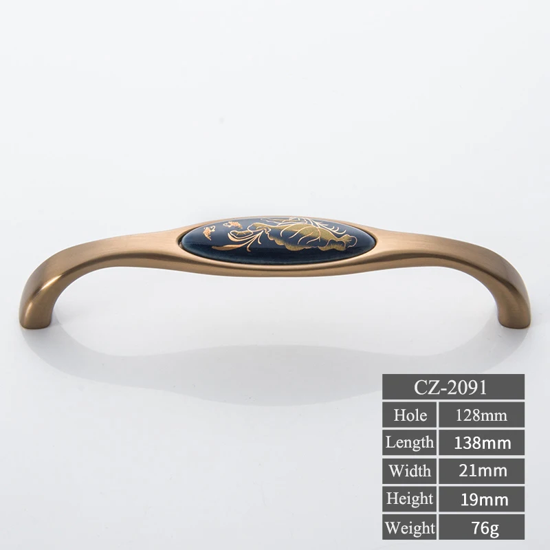CZ-2091-128 Темно-синие/керамические дверные ручки, европейские ручки для антикварной мебели, ручки и ручки для кухонного шкафа - Цвет: CZ-2091-128