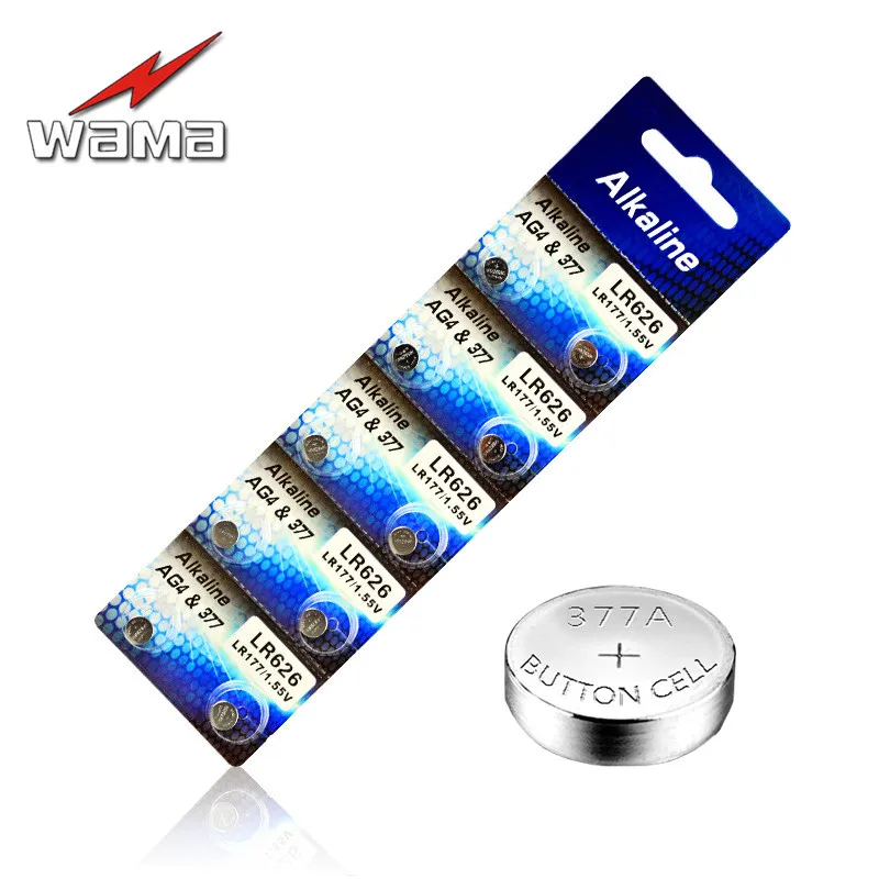 Батарейки кнопочные Wama AG4 40 шт./лот 1 55 в LR626 LR66 377 SR626SW 177|battery 1.55v|button cell batterycell batteries |