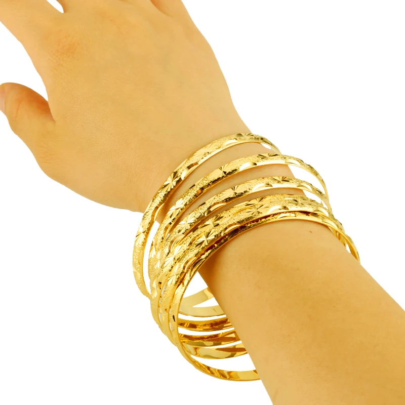 Новинка 68 мм 6 шт./лот Эфиопский медный браслет золотого цвета Дубай для женщин