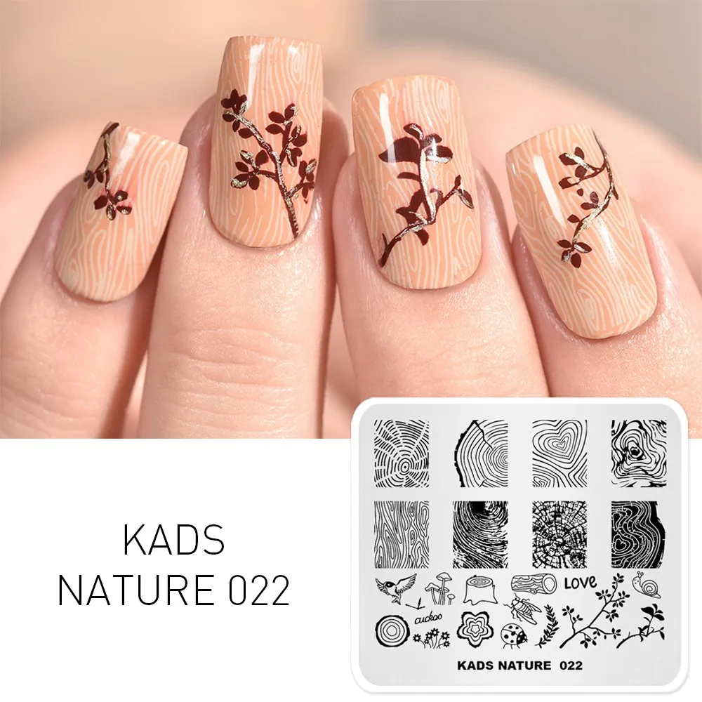 KADS Nature 022 пластины для стемпинга ногтей радостный дизайн штамп дизайна шаблон