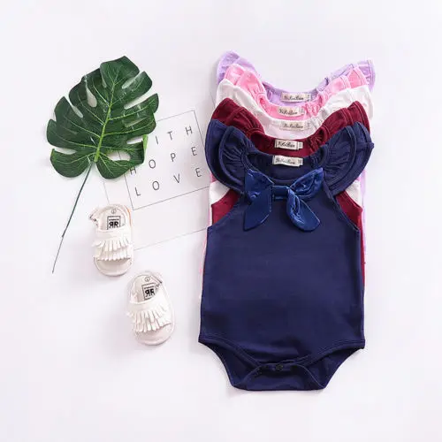 Pudcoco/милый комбинезон с бантом для новорожденных девочек летняя одежда маленьких