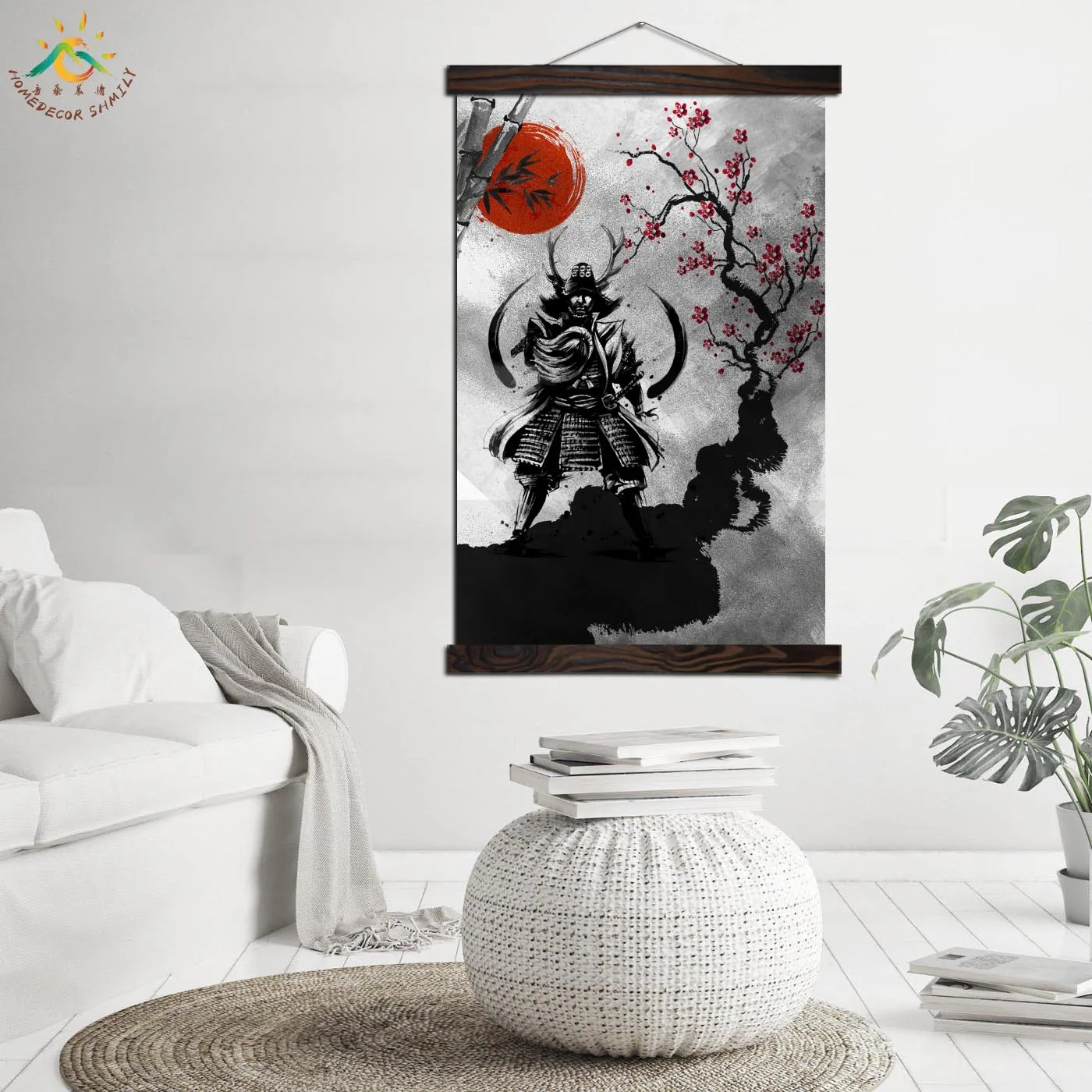 Japanese samurai Red Sun Modern Wall Art Print Pop Posters and Prints Scroll Canvas Painting wall pictures for living Room |