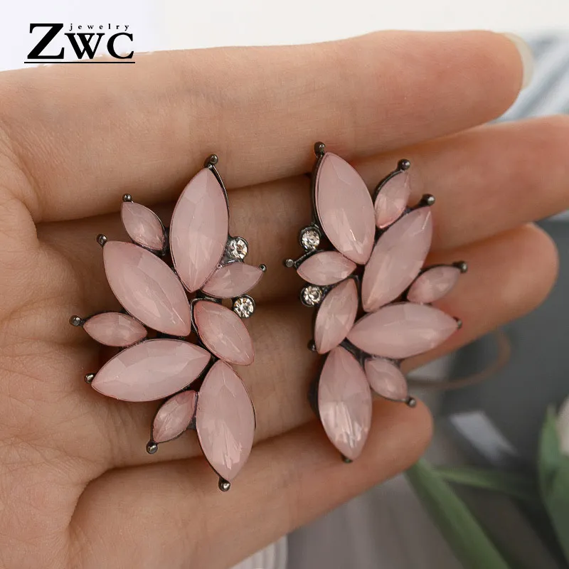 Pink 4 ZWC, Модные Винтажные корейские Разноцветные серьги-капли с цирконием для женщин и девушек, вечерние серьги со стразами бижутерия - Окраска металла: Pink 4