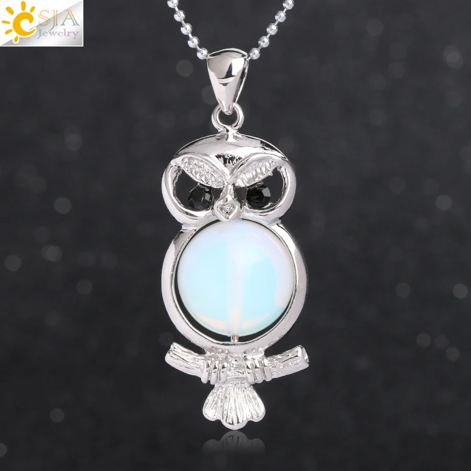 Ожерелье CSJA с кулоном в виде милой совы круглые шарики из бисера натуральные