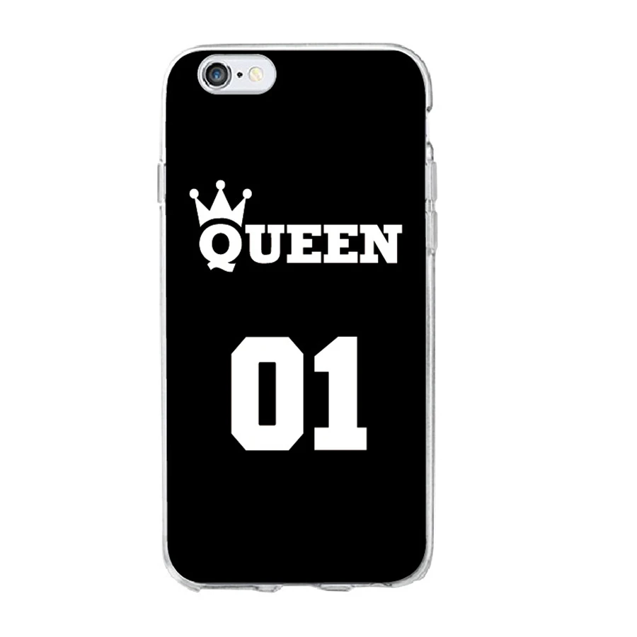 Cute Crown King Queen Phone Case For iPhone 6 6S Plus Transparent Soft Silicone Back Cover 7 8 X Capa Coque |