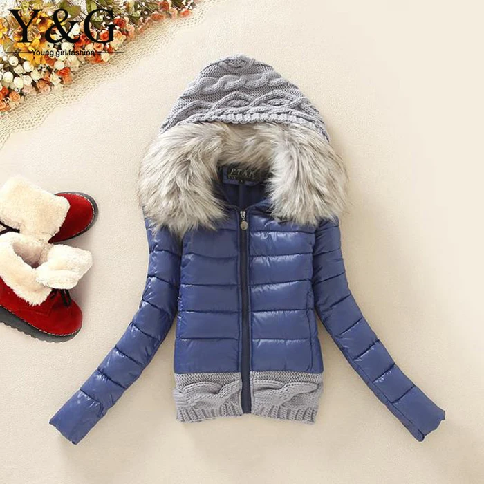 Y&ampG new 2015 vintage women winter clothing candy hooded outwear casaco feminino fur collar jacket coat down parka | Женская одежда