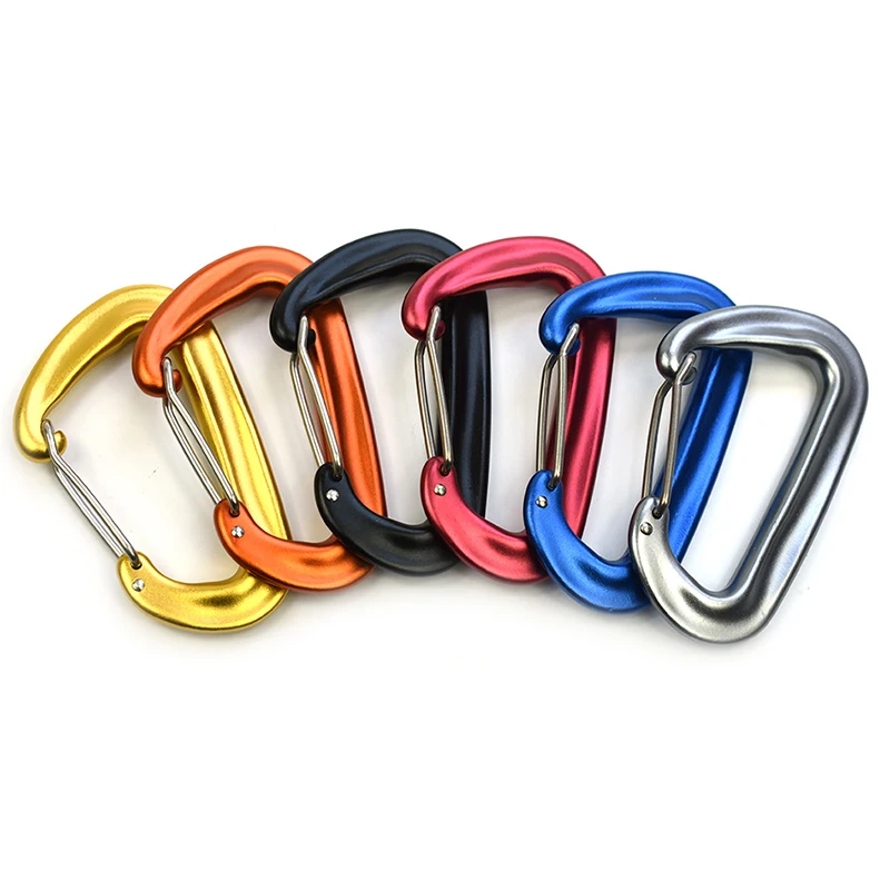 

2pcs 12 kN Aluminum Alloy D Shaped Wire Gate Carabiners Heavy Duty Clip Spring Snap Buckle Hammock Dog Leash Keychain Camping