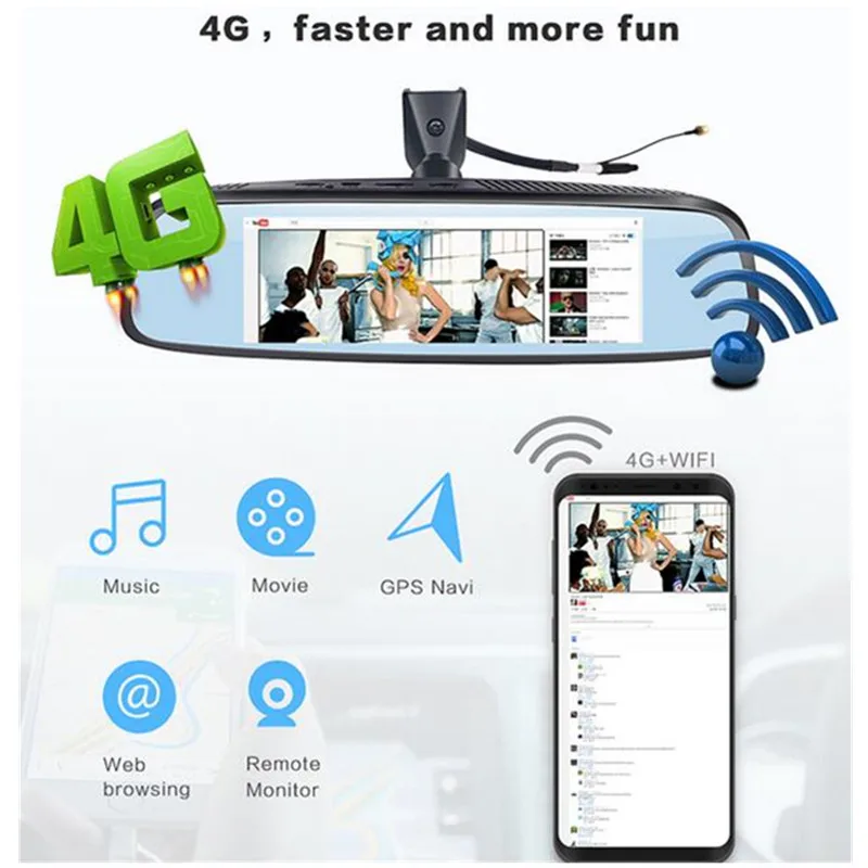 7 84 &quot4G Специальный Кронштейн Автомобильный зеркальный рекордер Android GPS DVR с двумя