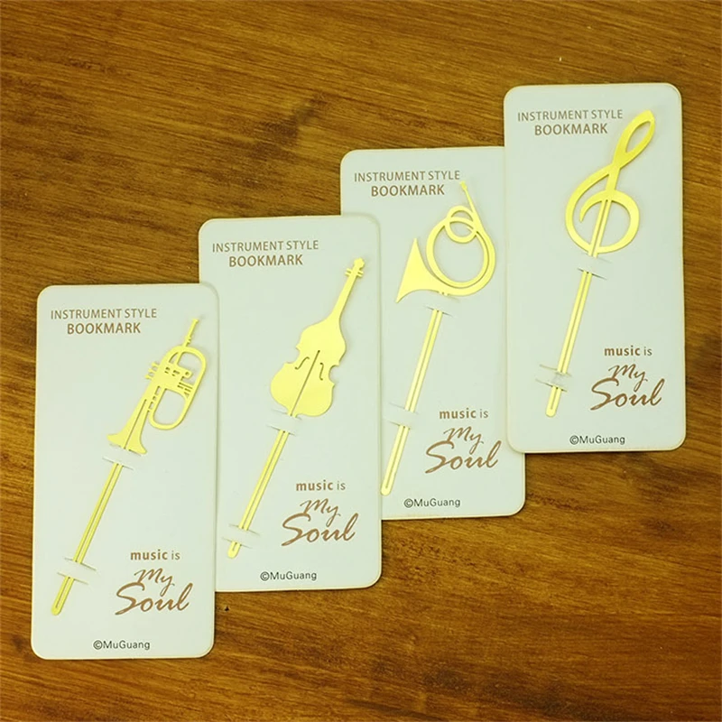 Новые милые золотые музыкальные инструменты металлические маркеры для книг