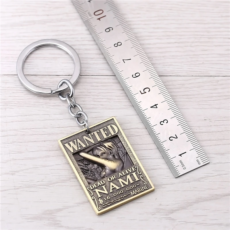 J Store New Arrival Anime Souvenir One Piece Nami Wanted Warrant Keychains For Fans Alloy Square Cosplay Jewelry | Украшения и