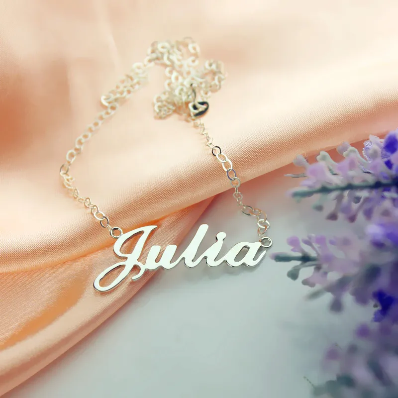 Женский именной браслет под заказ ожерелье персонализированное Серебро 925 JULIA Стиль имя ожерелье s ювелирные изделия в стиле минимализма Collier Femme