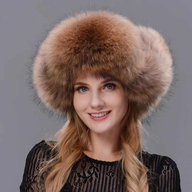 Зимняя женская меховая шапка защищает уши шапки зимняя Лыжная теплая кожа с