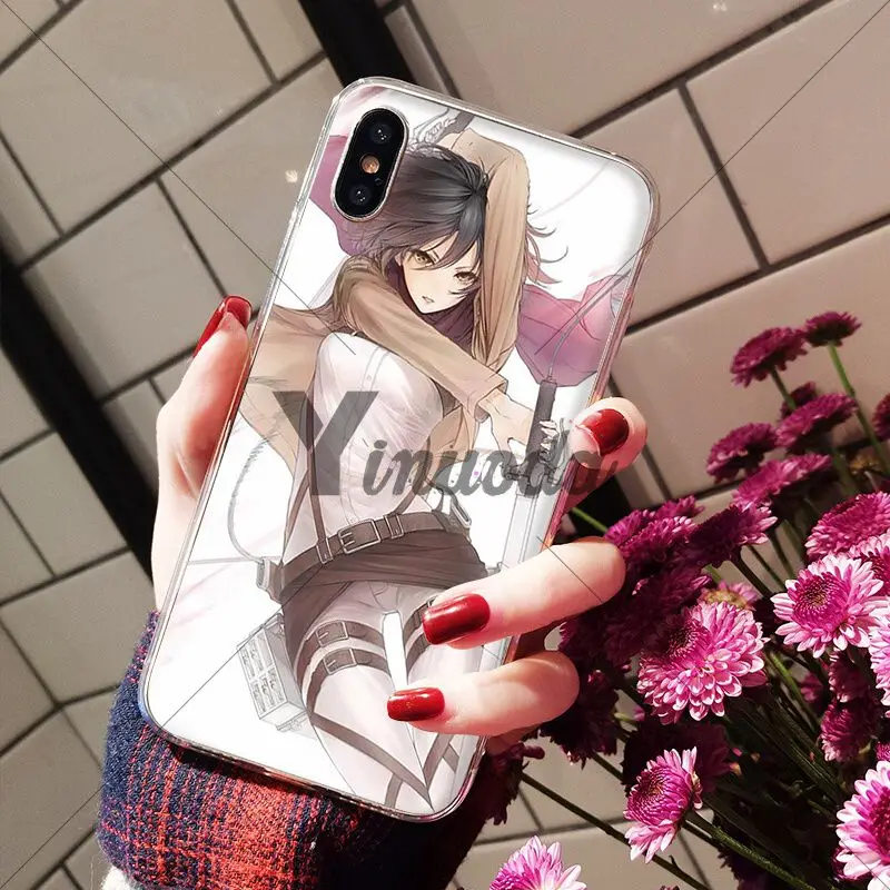 Yinuoda атака на Титанов Mikasa прозрачный мягкий чехол для телефона iPhone X XS MAX 6 6S 7 7plus 8