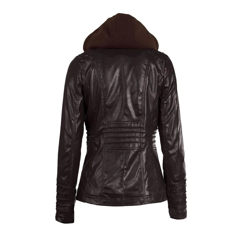 Женская байкерская куртка из ПУ кожи на молнии с капюшоном|winter women|jacket 6xljacket pu |