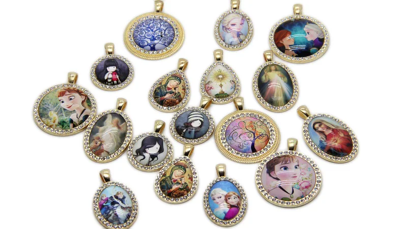 Новая мода 18*25 мм шампанское с горным хрусталем ожерелье Камея Кабошон один обруч