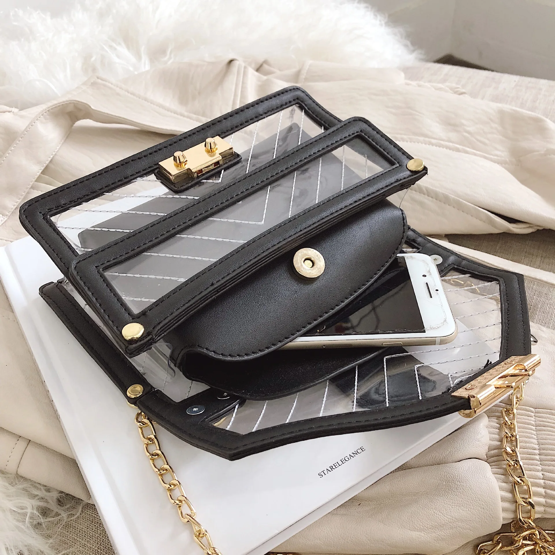 Прозрачная женская сумка через плечо 2019 качественные роскошные сумки из ПВХ