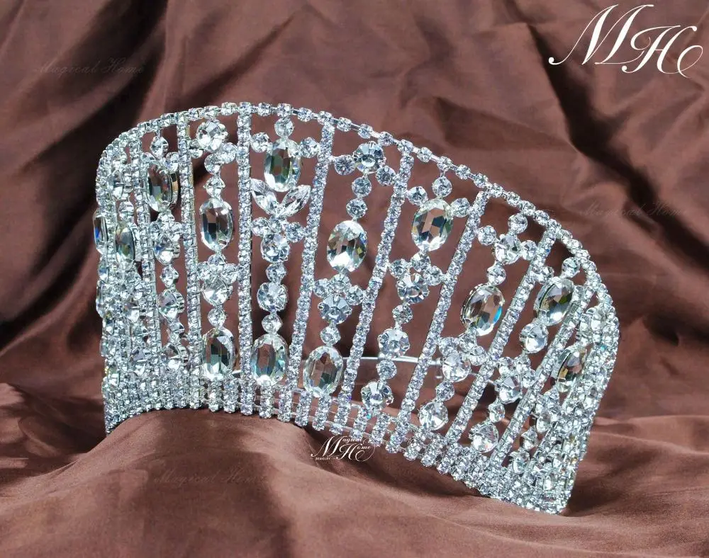 Королевские королевские диадема большие стразы хрустальные короны свадебная