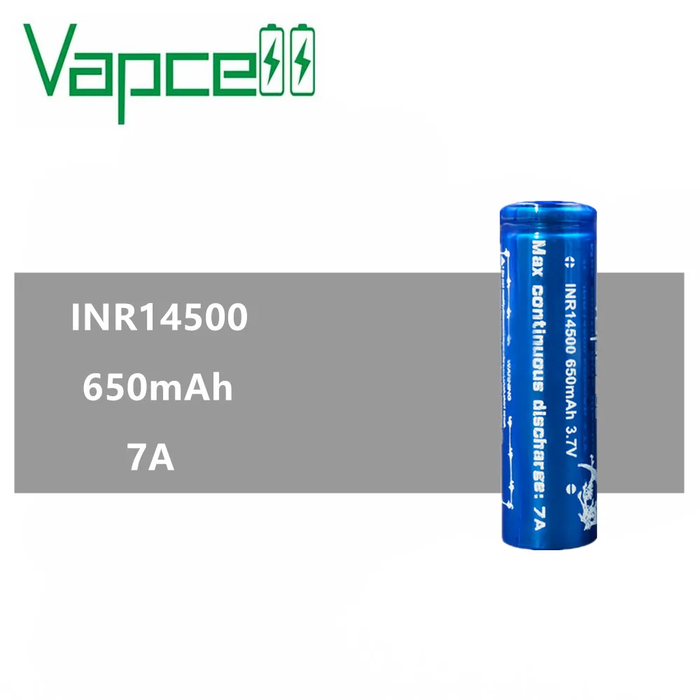 1 шт. Vapcell INR 14500 650 мА/ч Максимальный непрерывный разряд 7A перезаряжаемый