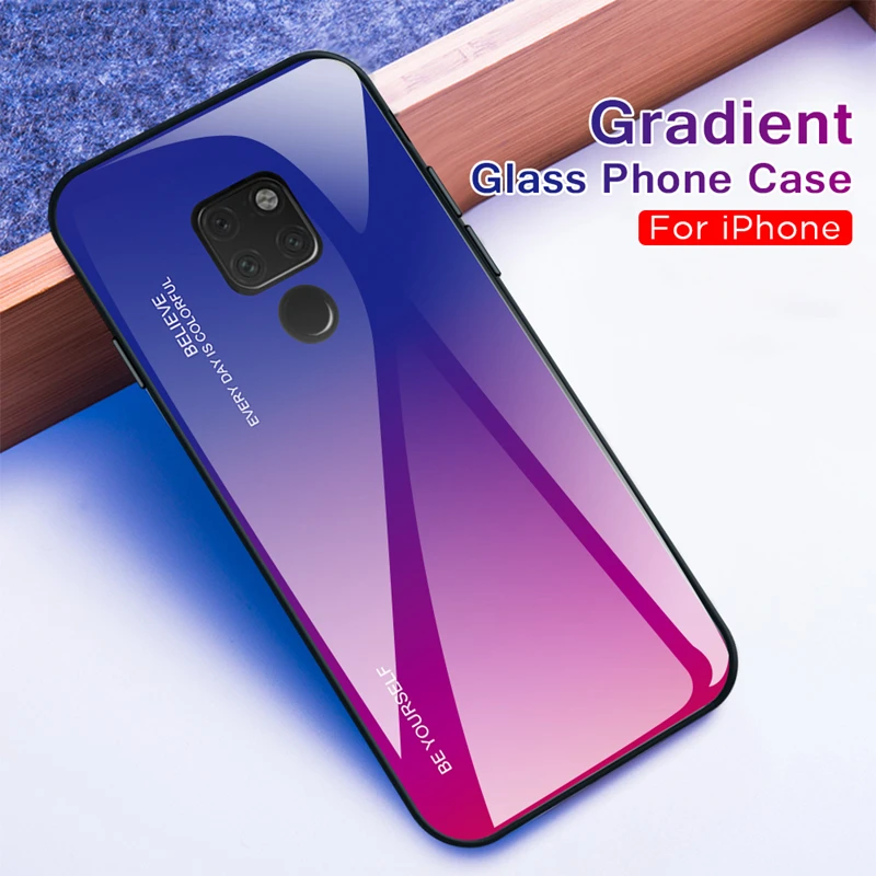 Стеклянный чехол для Huawei Mate 20 Lite 10 Pro градиентный из закаленного стекла Honor View View20