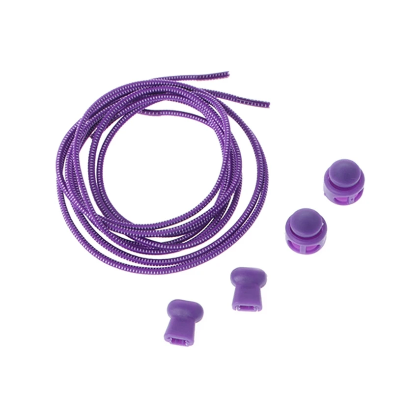 Purple 1 комплект 100 см Красочный Круглый Эластичный шнурок Пружинная Застежка без завязок для взрослых детей - Цвет: Purple