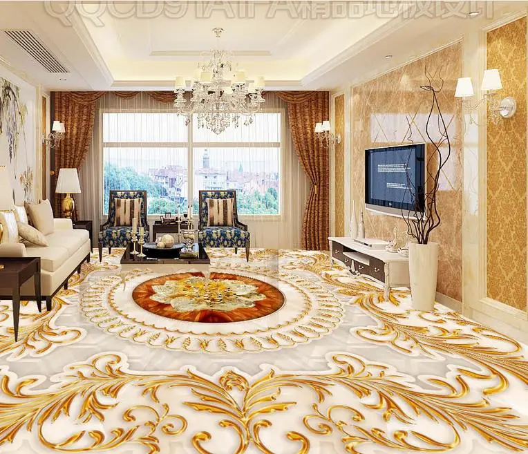 Почетные роскошные золотые 3d обои стереоскопические с розами и мрамором для