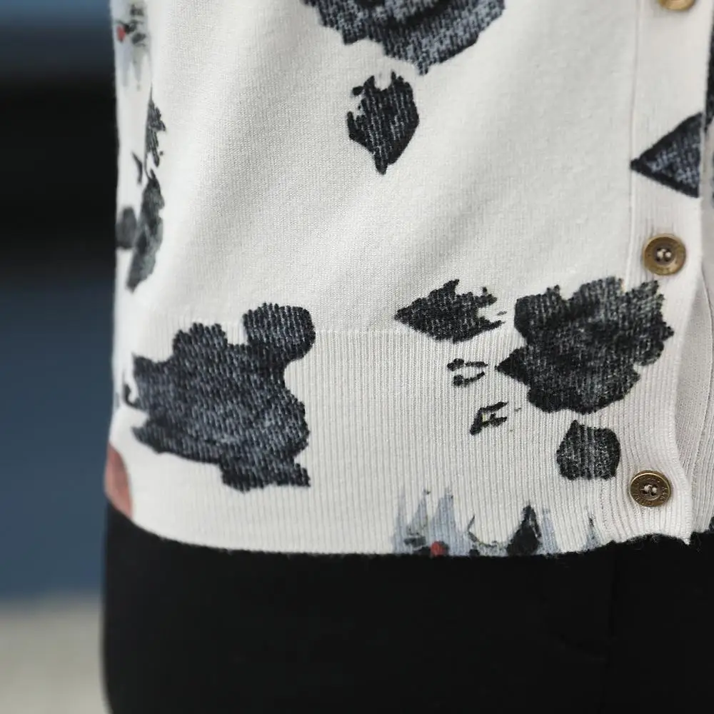 Женский свитер ASLTW с длинным рукавом однобортный принтом |