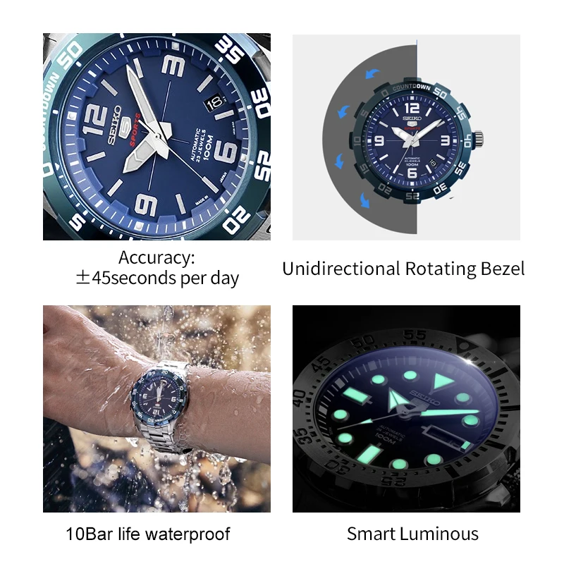 Мужские наручные часы SEIKO 5 100% оригинальные автоматические механические для