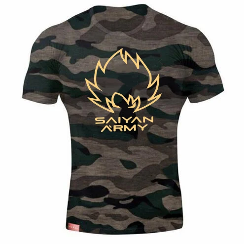 Super Saiyan Goku Training Camouflage T Shirt Summer Dragon Ball Men Military T-shirts Raglan Football Sports Short T shirt - Цвет: camouflage