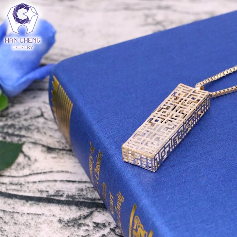 Fashion Cuboid Hollow Vintage Cage Fill Rhinestone Statement Necklace Women Long Plated Gold Chain Necklaces &amp Pendants Jewelry |